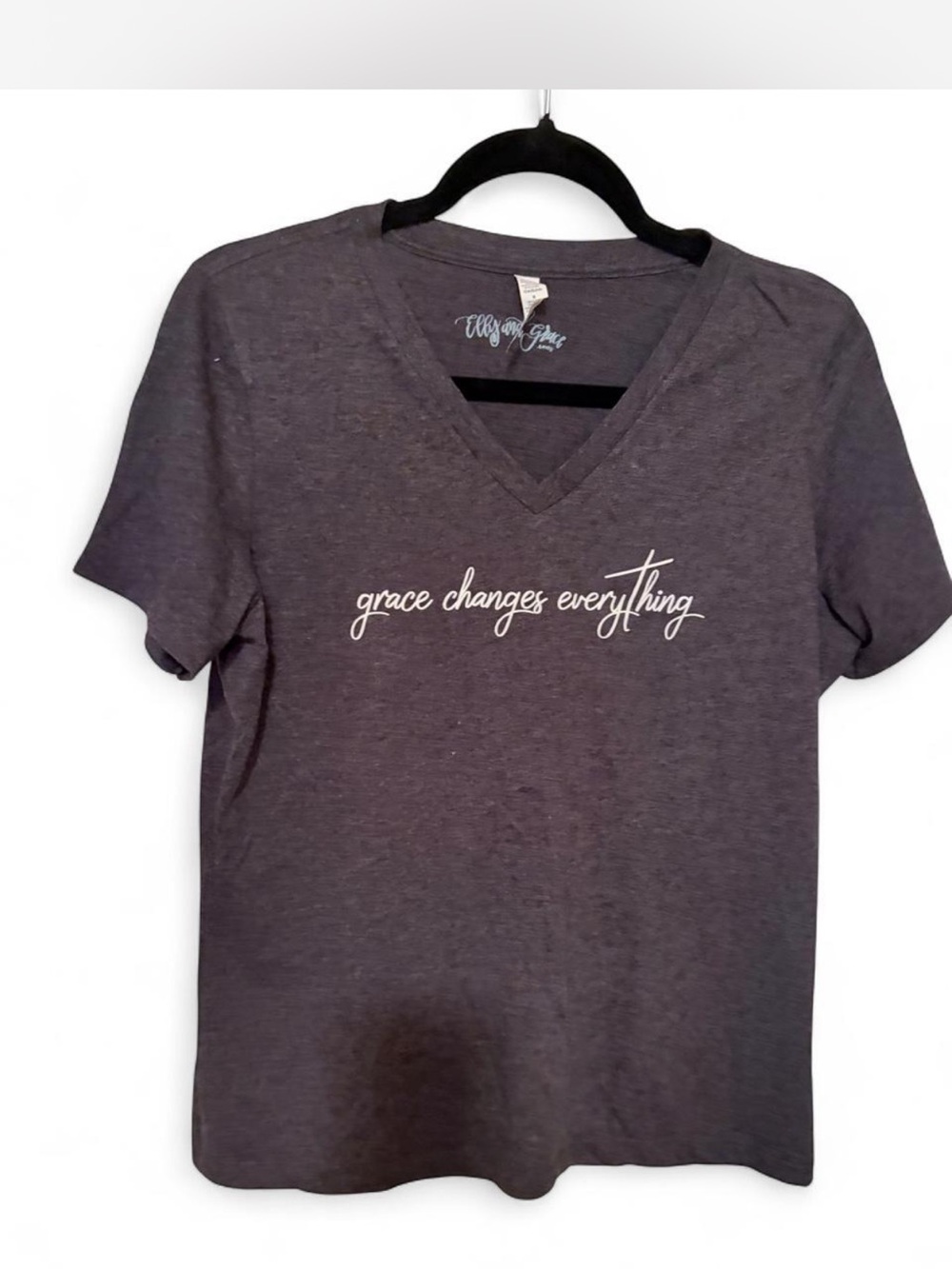 Grace Changes Everything V-Neck Tee - Gray -